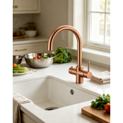 Multi-Tap Classic 3in1 Kokend Water Kraan <br /> Brushed Copper Gold - Rond Multi-Tap Classic 3in1 Kokend Water Kraan <br /> Brushed Copper Gold - Rond